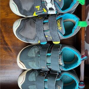 PLAE Kids Sneakers - Gray and Teal with Yellow Accents